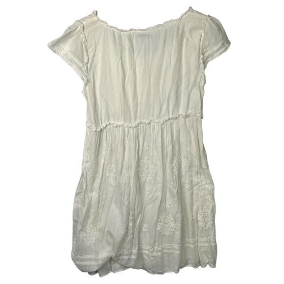 Calypso Christiane Celle Tunic Babydoll White Dress Short Sleeve Coquette Large - Picture 2 of 7